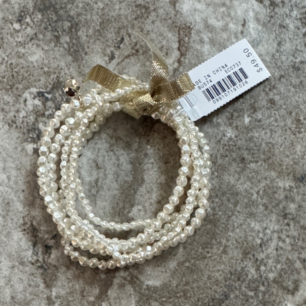 J. Crew Tiny Pearl Bead Stretch Bracelets - Picture 2 of 5